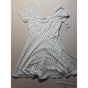 Speechless NWT Polka Dot Faux Wrap Dress Ivory Black Sweetheart Junior Sz Small